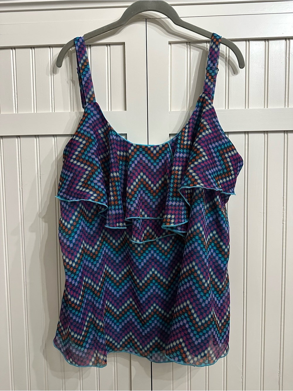 Candie's Purple Chevron Ruffle Cami
